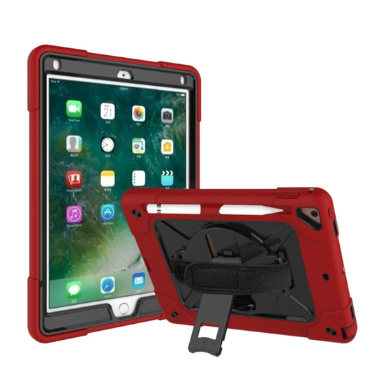 For iPad 9.7 Contrast Color Silicone + PC Combination Case with Holder(Red + Black) - iPad 9.7 (2018) & (2017) Cases by buy2fix | Online Shopping UK | buy2fix