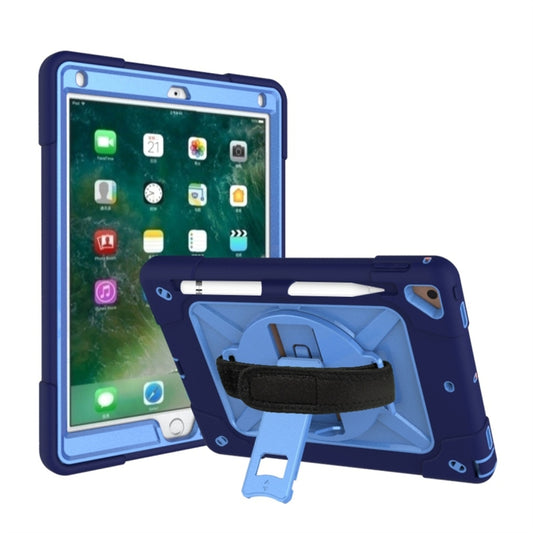 For iPad 9.7 Contrast Color Silicone + PC Combination Case with Holder(Navy Blue + Blue) - iPad 9.7 (2018) & (2017) Cases by buy2fix | Online Shopping UK | buy2fix