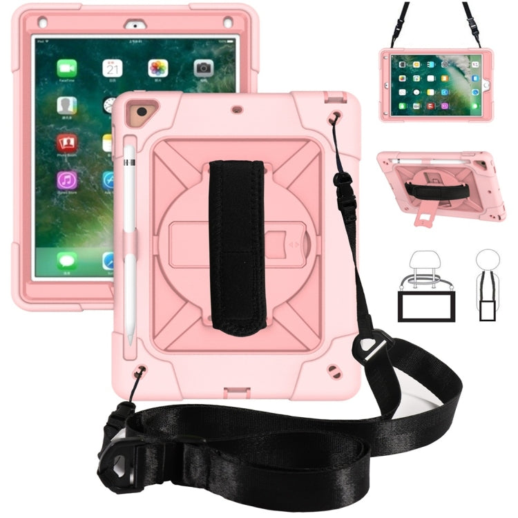 For iPad 9.7 Contrast Color Silicone + PC Combination Case with Holder(Rose Gold) - iPad 9.7 (2018) & (2017) Cases by buy2fix | Online Shopping UK | buy2fix