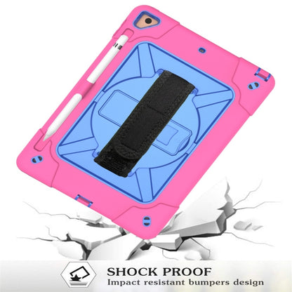 For iPad 9.7 Contrast Color Silicone + PC Combination Case with Holder(Rose Red + Blue) - iPad 9.7 (2018) & (2017) Cases by buy2fix | Online Shopping UK | buy2fix