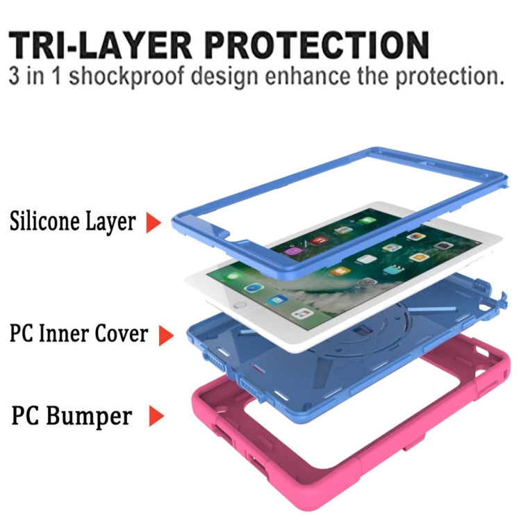 For iPad 9.7 Contrast Color Silicone + PC Combination Case with Holder(Rose Red + Blue) - iPad 9.7 (2018) & (2017) Cases by buy2fix | Online Shopping UK | buy2fix