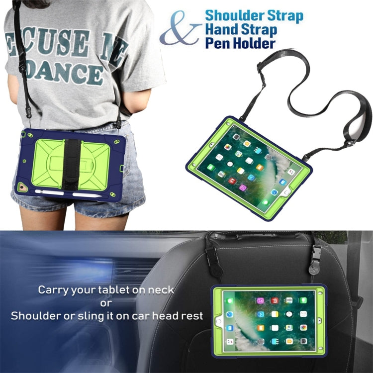 For iPad 9.7 Contrast Color Silicone + PC Combination Case with Holder(Navy Blue + Olivine) - iPad 9.7 (2018) & (2017) Cases by buy2fix | Online Shopping UK | buy2fix