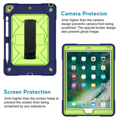 For iPad 9.7 Contrast Color Silicone + PC Combination Case with Holder(Navy Blue + Olivine) - iPad 9.7 (2018) & (2017) Cases by buy2fix | Online Shopping UK | buy2fix