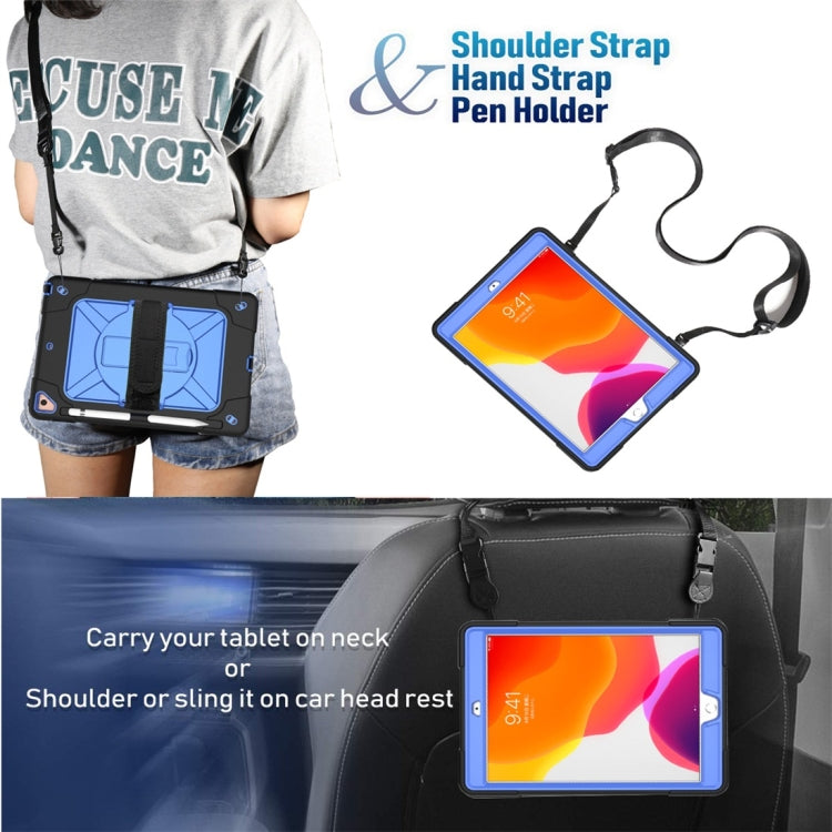 For iPad 10.2 Contrast Color Silicone + PC Combination Case with Holder(Black + Blue) - iPad 10.2 Cases by buy2fix | Online Shopping UK | buy2fix