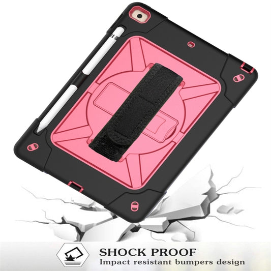 For iPad 10.2 Contrast Color Silicone + PC Combination Case with Holder(Black + Rose Red) - iPad 10.2 Cases by buy2fix | Online Shopping UK | buy2fix