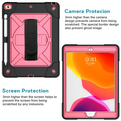 For iPad 10.2 Contrast Color Silicone + PC Combination Case with Holder(Black + Rose Red) - iPad 10.2 Cases by buy2fix | Online Shopping UK | buy2fix