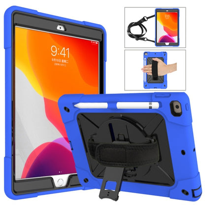 For iPad 10.2 Contrast Color Silicone + PC Combination Case with Holder(Dark Blue + Black) - iPad 10.2 Cases by buy2fix | Online Shopping UK | buy2fix