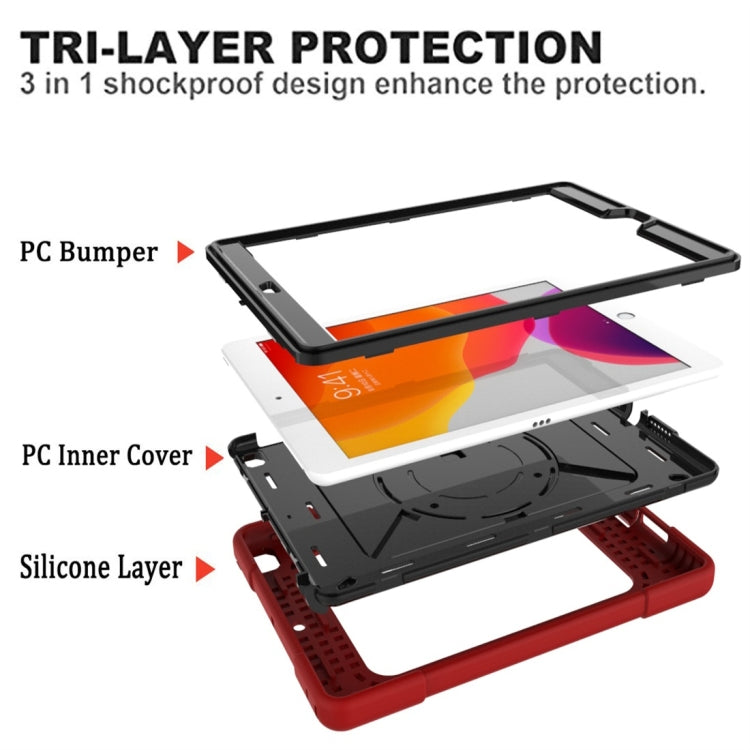 For iPad 10.2 Contrast Color Silicone + PC Combination Case with Holder(Red + Black) - iPad 10.2 Cases by buy2fix | Online Shopping UK | buy2fix