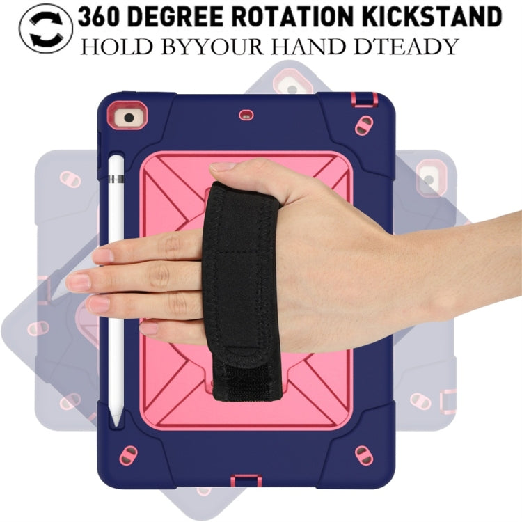 For iPad 10.2 Contrast Color Silicone + PC Combination Case with Holder(Navy Blue + Rose Red) - iPad 10.2 Cases by buy2fix | Online Shopping UK | buy2fix