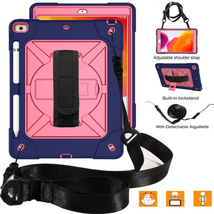 For iPad 10.2 Contrast Color Silicone + PC Combination Case with Holder(Navy Blue + Rose Red) - iPad 10.2 Cases by buy2fix | Online Shopping UK | buy2fix