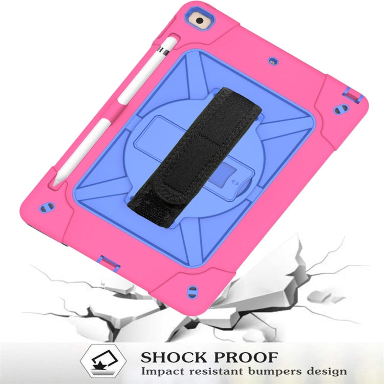 For iPad 10.2 Contrast Color Silicone + PC Combination Case with Holder(Rose Red + Blue) - iPad 10.2 Cases by buy2fix | Online Shopping UK | buy2fix