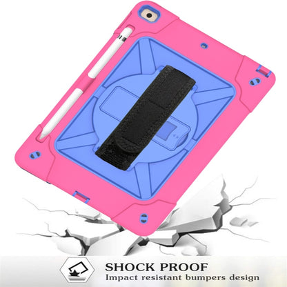 For iPad 10.2 Contrast Color Silicone + PC Combination Case with Holder(Rose Red + Blue) - iPad 10.2 Cases by buy2fix | Online Shopping UK | buy2fix