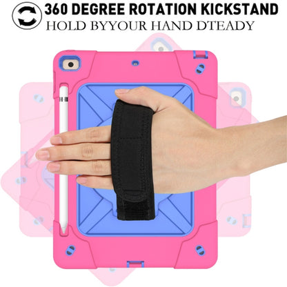 For iPad 10.2 Contrast Color Silicone + PC Combination Case with Holder(Rose Red + Blue) - iPad 10.2 Cases by buy2fix | Online Shopping UK | buy2fix
