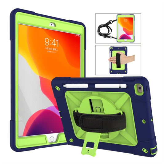 For iPad 10.2 Contrast Color Silicone + PC Combination Case with Holder(Navy Blue + Olivine) - iPad 10.2 Cases by buy2fix | Online Shopping UK | buy2fix