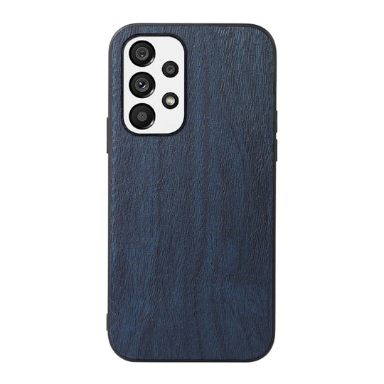 For Samsung Galaxy A33 5G Wood Texture PU Phone Case(Blue)