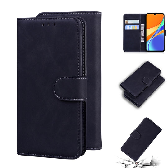 For Xiaomi Redmi 9C Skin Feel Pure Color Flip Leather Phone Case(Black)