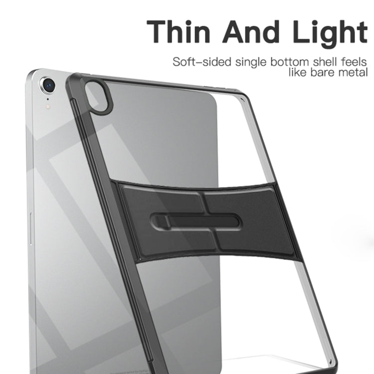 For iPad Pro 11 2022 / 2021 PC+TPU Transparent Holder Pen Slot Tablet Case(Black) - iPad Pro 11 (2022/2021) Cases by buy2fix | Online Shopping UK | buy2fix