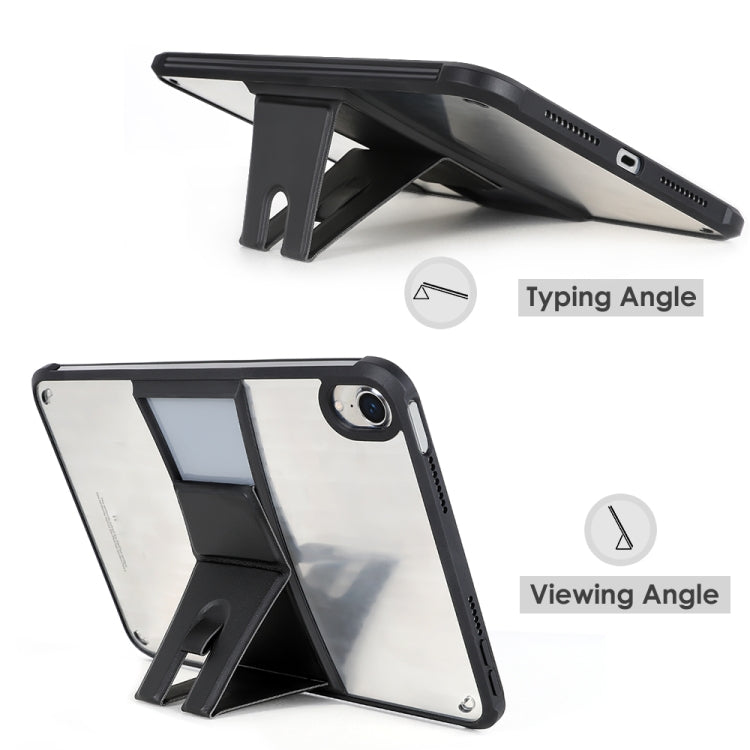 For iPad Pro 11 2022 / 2021 PC+TPU Transparent Holder Pen Slot Tablet Case(Black) - iPad Pro 11 (2022/2021) Cases by buy2fix | Online Shopping UK | buy2fix