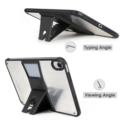 For iPad Pro 11 2022 / 2021 PC+TPU Transparent Holder Pen Slot Tablet Case(Black) - iPad Pro 11 (2022/2021) Cases by buy2fix | Online Shopping UK | buy2fix