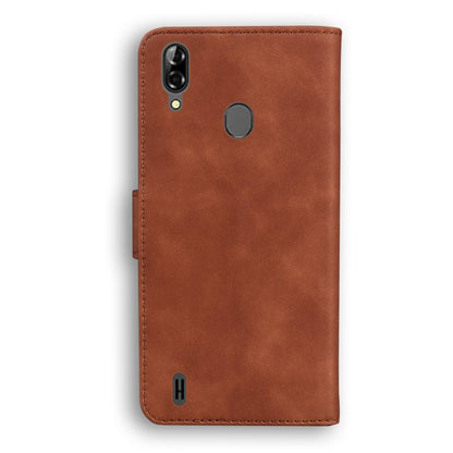 For Blackview A60 Pro Skin Feel Pure Color Flip Leather Phone Case(Brown) - More Brand by buy2fix | Online Shopping UK | buy2fix