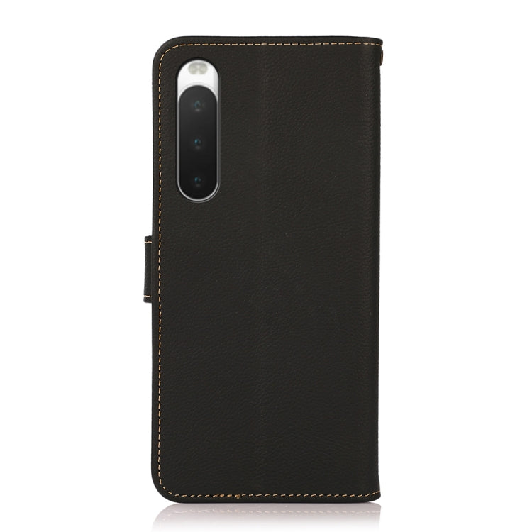 For Sony Xperia 10 IV KHAZNEH Custer Genuine Leather RFID Phone Case(Black) - Sony Cases by buy2fix | Online Shopping UK | buy2fix