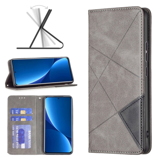 For Xiaomi 12 Pro Prismatic Invisible Magnetic Leather Phone Case(Grey)