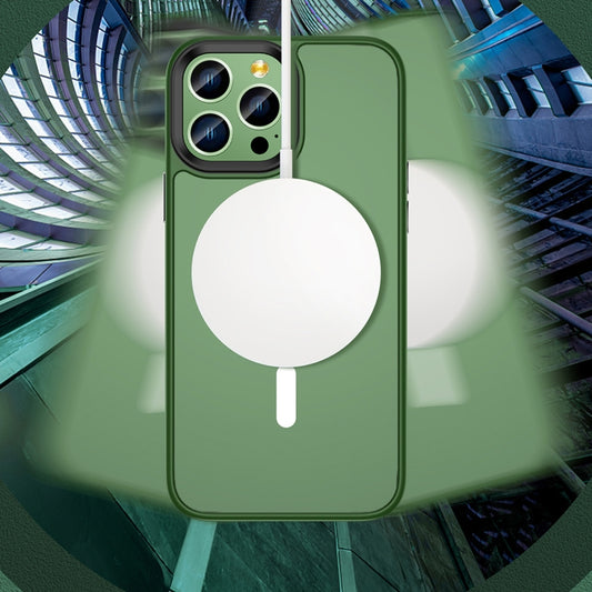 For iPhone 13 Pro Max Skin Feel TPU + Frosted PC MagSafe Phone Case (Black) by buy2fix