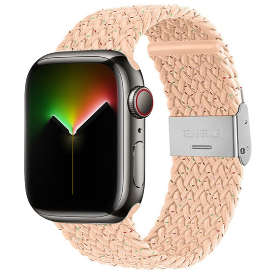 Nylon Braid Watch Band For Apple Watch Series 9&8&7 41mm / SE 3&SE 2&6&SE&5&4 40mm / 3&2&1 38mm(Starlight Pink)