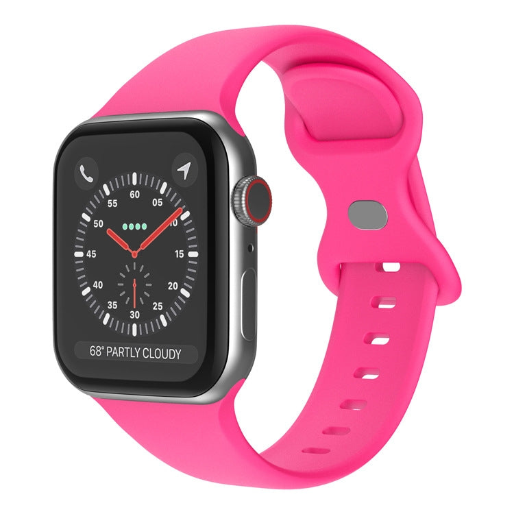 Butterfly Buckle Silicone Watch Band, Size: S For Apple Watch Series 9&8&7 41mm / SE 3&SE 2&6&SE&5&4 40mm / 3&2&1 38mm(Pink) - Watch Bands by buy2fix | Online Shopping UK | buy2fix