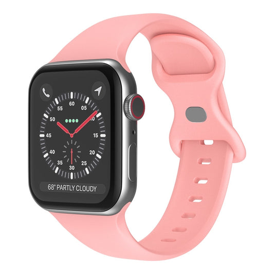 Butterfly Buckle Silicone Watch Band, Size: S For Apple Watch Series 9&8&7 41mm / SE 3&SE 2&6&SE&5&4 40mm / 3&2&1 38mm(Light Pink) - Watch Bands by buy2fix | Online Shopping UK | buy2fix