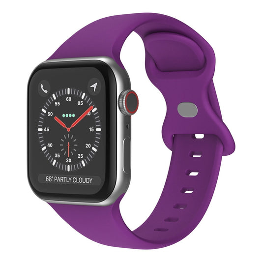 Butterfly Buckle Silicone Watch Band, Size: S For Apple Watch Series 9&8&7 41mm / SE 3&SE 2&6&SE&5&4 40mm / 3&2&1 38mm(Dark Purple) - Watch Bands by buy2fix | Online Shopping UK | buy2fix