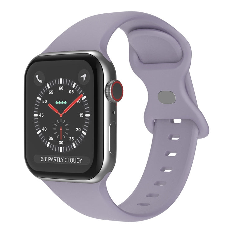 Butterfly Buckle Silicone Watch Band, Size: S For Apple Watch Series 9&8&7 41mm / SE 3&SE 2&6&SE&5&4 40mm / 3&2&1 38mm(Lavender Grey) - Watch Bands by buy2fix | Online Shopping UK | buy2fix