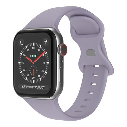 Butterfly Buckle Silicone Watch Band, Size: S For Apple Watch Series 9&8&7 41mm / SE 3&SE 2&6&SE&5&4 40mm / 3&2&1 38mm(Lavender Grey) - Watch Bands by buy2fix | Online Shopping UK | buy2fix