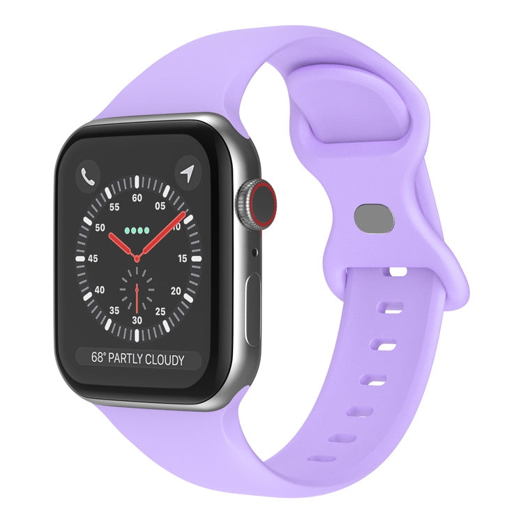 Butterfly Buckle Silicone Watch Band, Size: S For Apple Watch Series 9&8&7 41mm / SE 3&SE 2&6&SE&5&4 40mm / 3&2&1 38mm(Purple) - Watch Bands by buy2fix | Online Shopping UK | buy2fix