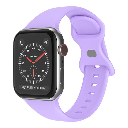 Butterfly Buckle Silicone Watch Band, Size: S For Apple Watch Series 9&8&7 41mm / SE 3&SE 2&6&SE&5&4 40mm / 3&2&1 38mm(Purple) - Watch Bands by buy2fix | Online Shopping UK | buy2fix