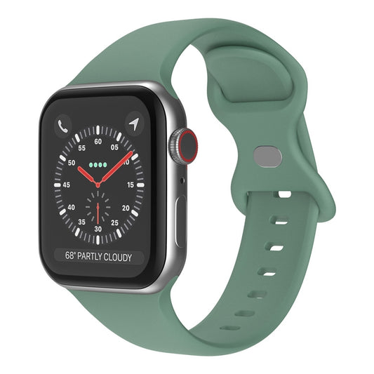 Butterfly Buckle Silicone Watch Band, Size: S For Apple Watch Series 9&8&7 41mm / SE 3&SE 2&6&SE&5&4 40mm / 3&2&1 38mm(Pine Needle Green) - Watch Bands by buy2fix | Online Shopping UK | buy2fix