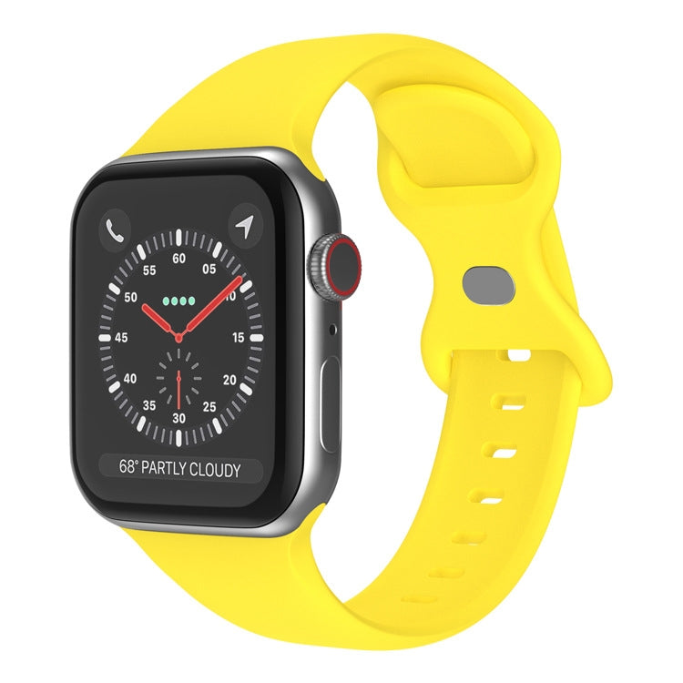 Butterfly Buckle Silicone Watch Band, Size: S For Apple Watch Series 9&8&7 41mm / SE 3&SE 2&6&SE&5&4 40mm / 3&2&1 38mm(Yellow) - Watch Bands by buy2fix | Online Shopping UK | buy2fix