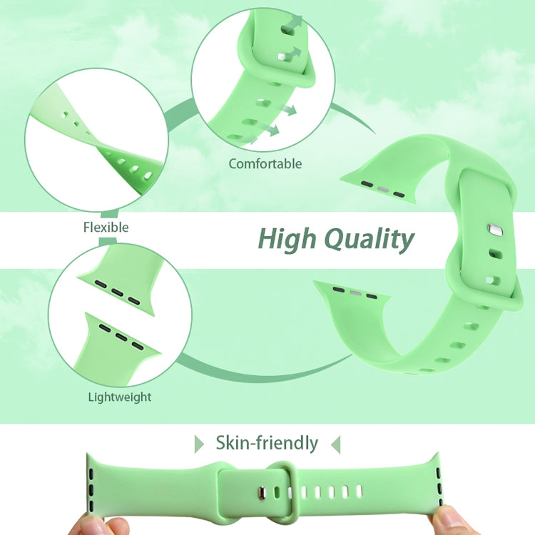 Butterfly Buckle Silicone Watch Band, Size: S For Apple Watch Series 9&8&7 41mm / SE 3&SE 2&6&SE&5&4 40mm / 3&2&1 38mm(Olive Green) - Watch Bands by buy2fix | Online Shopping UK | buy2fix