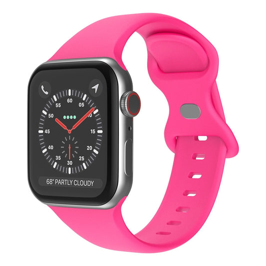 Butterfly Buckle Silicone Watch Band, Size: L For Apple Watch Ultra 49mm&Watch Ultra 2 49mm / Series 9&8&7 45mm / SE 3&SE 2&6&SE&5&4 44mm / 3&2&1 42mm(Rose Pink) by buy2fix