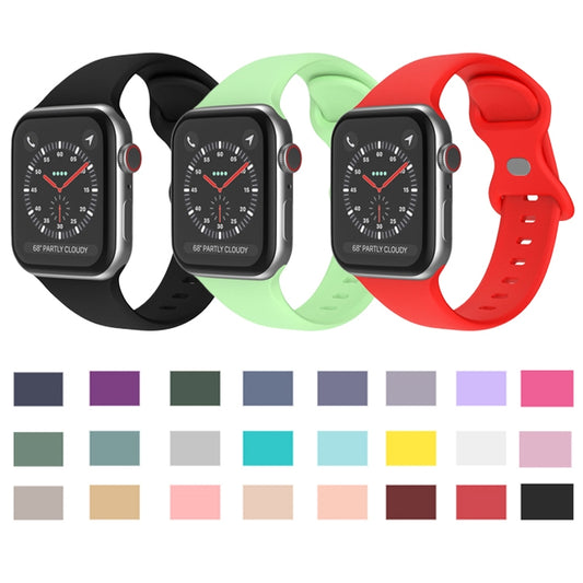 Butterfly Buckle Silicone Watch Band, Size: L For Apple Watch Ultra 49mm&Watch Ultra 2 49mm / Series 9&8&7 45mm / SE 3&SE 2&6&SE&5&4 44mm / 3&2&1 42mm(Pink) by buy2fix