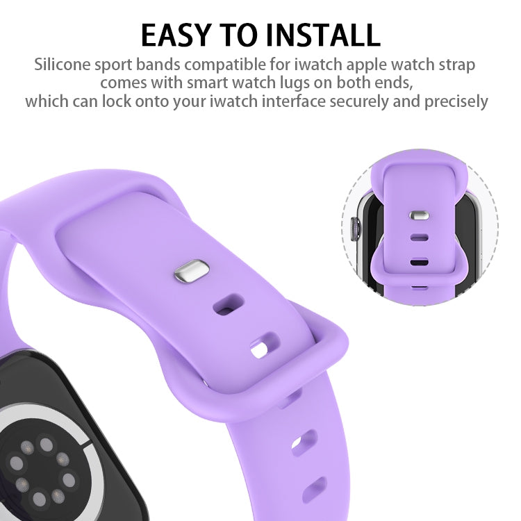 Butterfly Buckle Silicone Watch Band, Size: L For Apple Watch Ultra 49mm&Watch Ultra 2 49mm / Series 9&8&7 45mm / SE 3&SE 2&6&SE&5&4 44mm / 3&2&1 42mm(Purple) - Watch Bands by buy2fix | Online Shopping UK | buy2fix