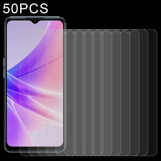 50 PCS 0.26mm 9H 2.5D Tempered Glass Film For OPPO A57 /  A57 4G / A77 / K10 5G / A57e / A57s / K10x / A17 / A77s / A17k / A58 5G / A77 4G / A58x / A56s / A78 / A1x / A38 / A18 / vivo Y36i / vivo G2 / Y03 / Y28 5G