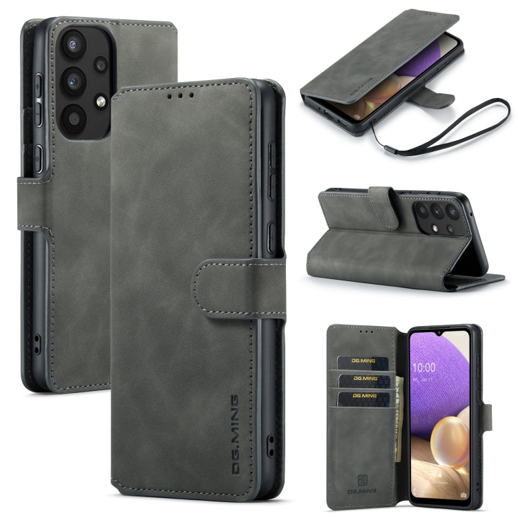 For Samsung Galaxy A33 5G DG.MING Retro Oil Edge Flip Leather Phone Case(Grey) - Galaxy Phone Cases by DG.MING | Online Shopping UK | buy2fix