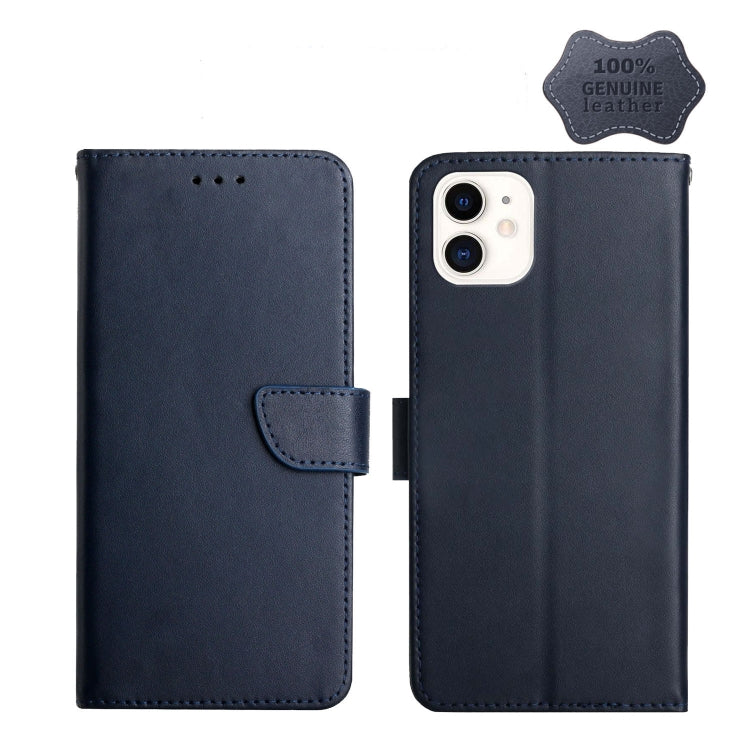 For iPhone 11 Genuine Leather Fingerprint-proof Horizontal Flip Phone Case (Blue) - iPhone 11 Cases by buy2fix | Online Shopping UK | buy2fix