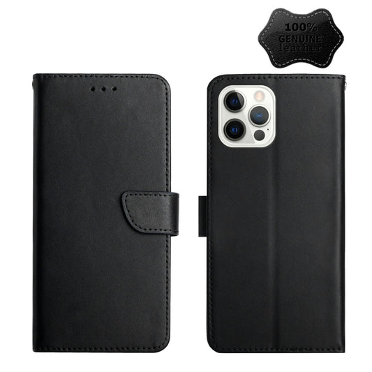 For iPhone 13 Pro Genuine Leather Fingerprint-proof Horizontal Flip Phone Case (Black) - iPhone 13 Pro Cases by buy2fix | Online Shopping UK | buy2fix