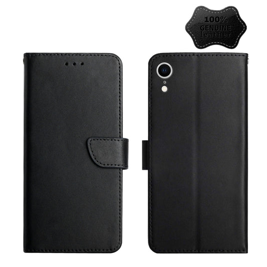 For iPhone XR Genuine Leather Fingerprint-proof Horizontal Flip Phone Case(Black) - More iPhone Cases by buy2fix | Online Shopping UK | buy2fix