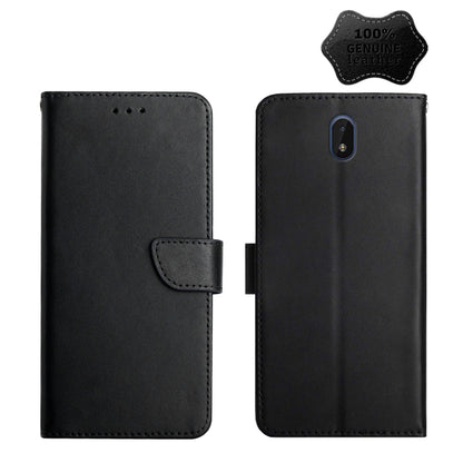 For Nokia C01 Plus Genuine Leather Fingerprint-proof Horizontal Flip Phone Case(Black) - Nokia Cases by buy2fix | Online Shopping UK | buy2fix