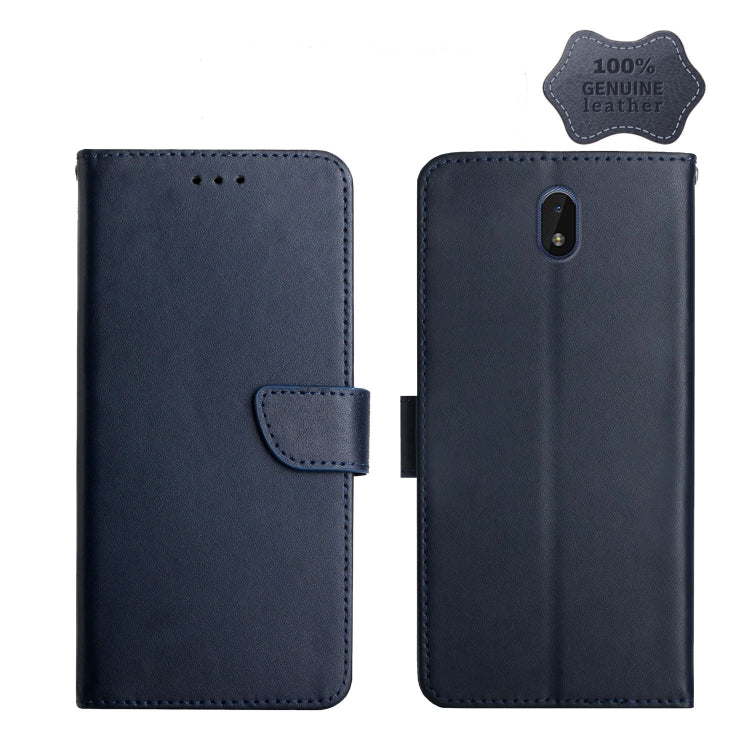 For Nokia C01 Plus Genuine Leather Fingerprint-proof Horizontal Flip Phone Case(Blue) - Nokia Cases by buy2fix | Online Shopping UK | buy2fix