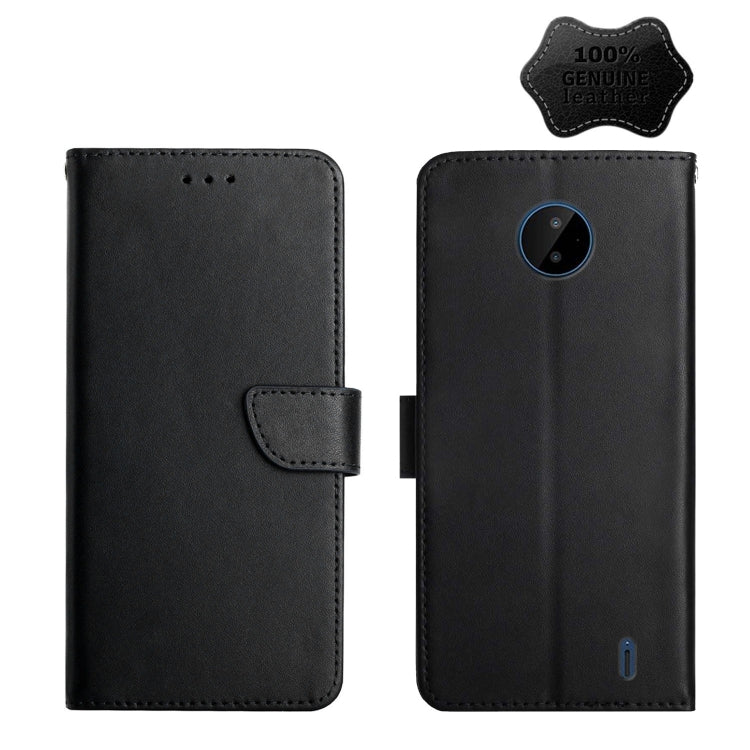 For Nokia C10 / C20 Genuine Leather Fingerprint-proof Horizontal Flip Phone Case(Black) - Nokia Cases by buy2fix | Online Shopping UK | buy2fix