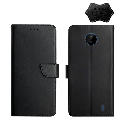 For Nokia C10 / C20 Genuine Leather Fingerprint-proof Horizontal Flip Phone Case(Black) - Nokia Cases by buy2fix | Online Shopping UK | buy2fix